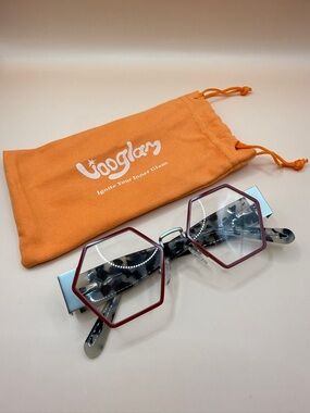 Vooglam Togglday Hexagon Frame Glasses, No Prescription